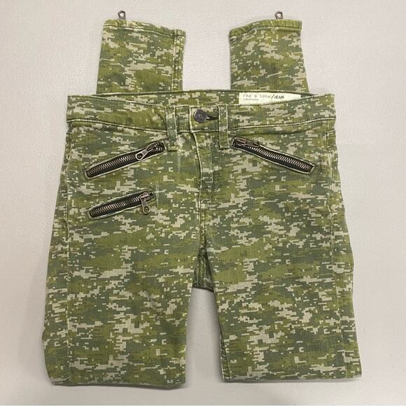Rag & Bone For Intermix Camo Army Pant Skinny Jeans Zip Side Green Pockets Sz 26 - Picture 5 of 8